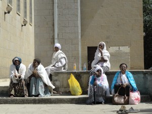 Pilgrims outside the church of Debre Libanos 