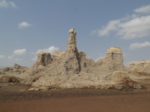 desert castle vision in Dallol, a salt and earth geological formation
