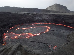 The live Erta Ale crater at dawn